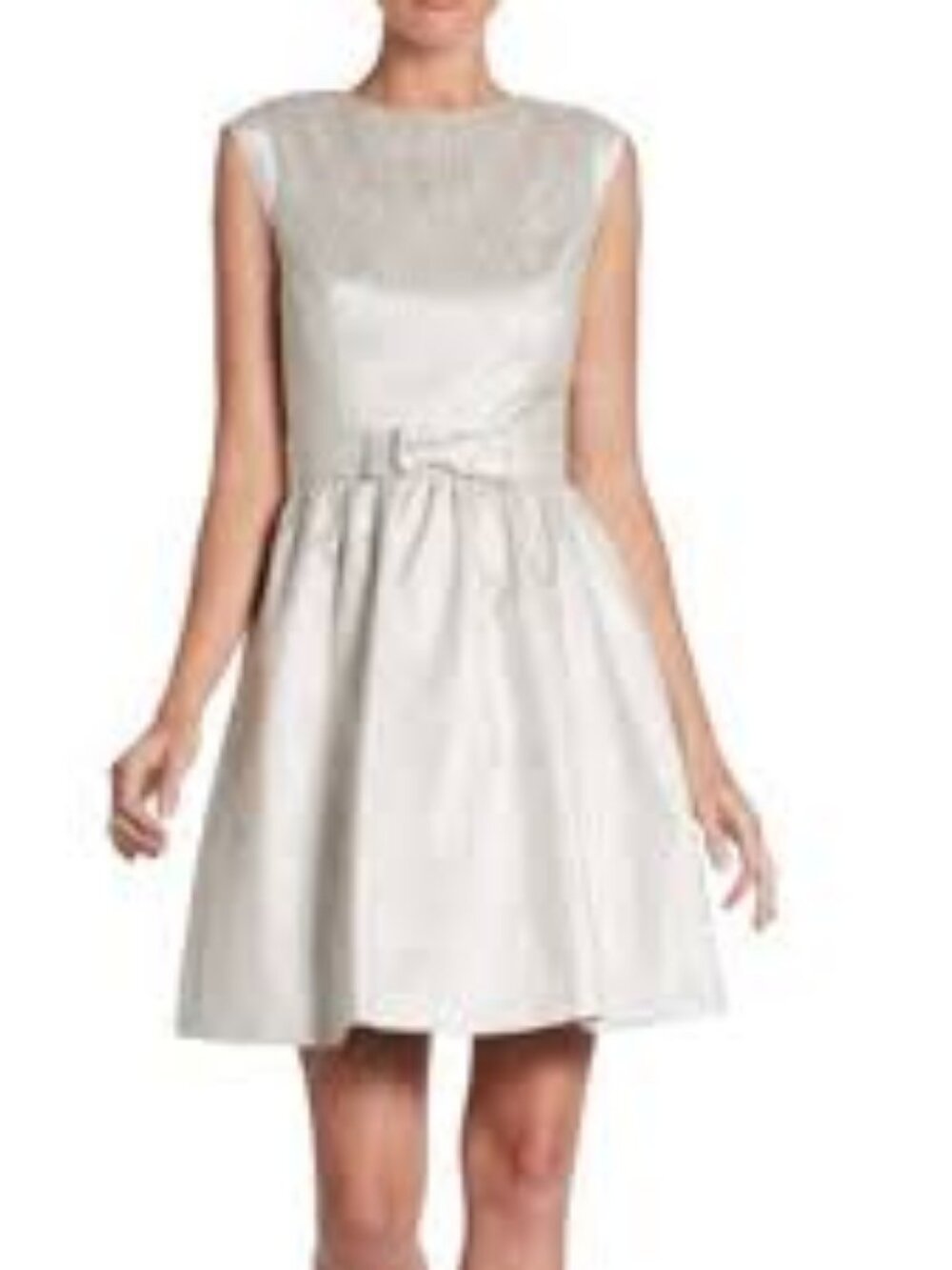 Cynthia Steffe Size 2 Silver Metallic Fit & Flare Cocktail Dress - Picture 2 of 15